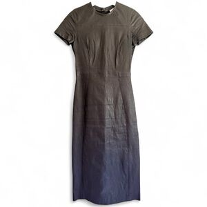 Iris & Ink lamb skin leather pencil dress‎ size 2 Black made in Italy